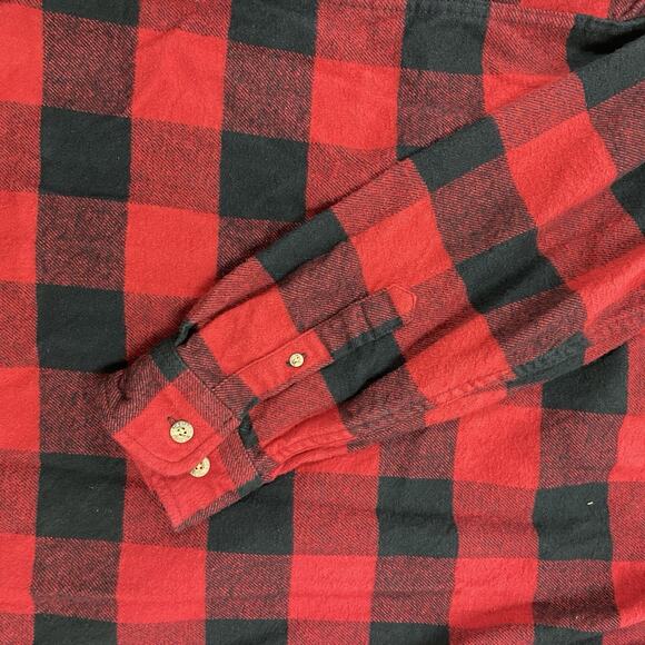 Field and Stream Shirt Men's XL Tall Heavy Flannel Red Black Plaid Button Up - Picture 4 of 10